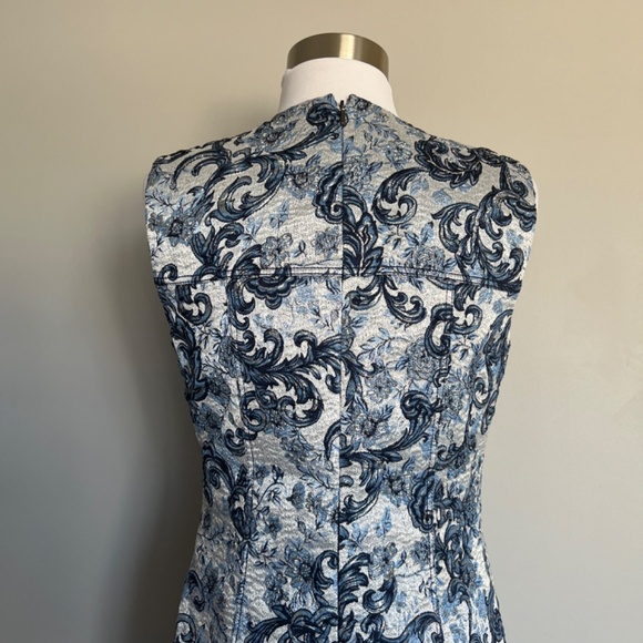 Elie Tahari Tweed Sleeveless Cocktail Metallic Brocade Jacquard Jaelyn Dress - Picture 10 of 16